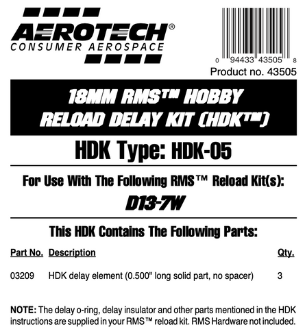 AeroTech HDK-05 RMS-18/20 Hobby Delay Kit (3-Pack) - 43505