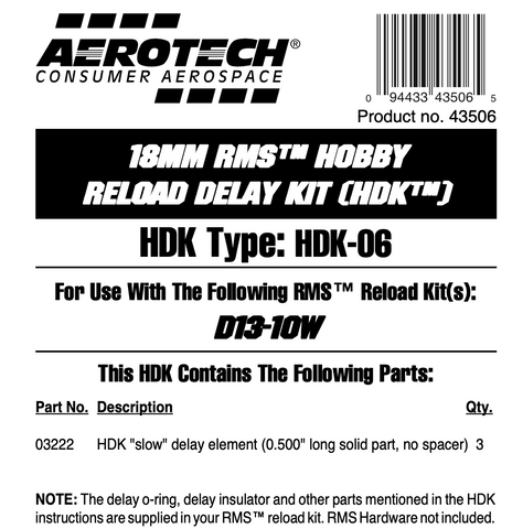 AeroTech HDK-06 RMS-18/20 Hobby Delay Kit (3-Pack) - 43506