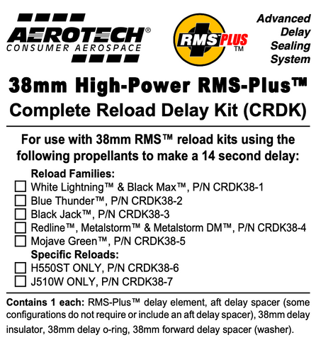AeroTech RMS-38 White Lightning/Black Max Complete Reload Delay Kit - CRDK38-01