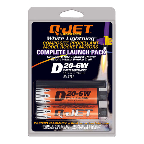 Quest Q-Jet™ D20-6W White Lightning Rocket Motors Value 25-Pack - Q6476